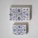 Handcrafted Marble Inlay Jewelry Box Decorative Keepsake Box for Women, Vintage Floral Design Luxury White Marble Storage Box for Rings, Trinkets, Gifts Indian Home Decor Accent, Blue (Small)