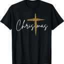Jesus Christian Cross Merry Christmas Pajamas Family Holiday T-Shirt, Medium
