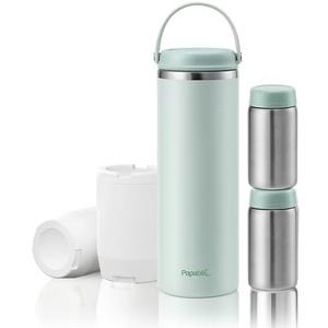 Papablic Innovative 360° CapsuleChill Breastmilk Cooler for 36H Safe Storage, 20oz Stress-Free Portable Breast Milk Chiller with 2pcs Stainless Steel Baby Bottles for Work & Travel, Mint Green
