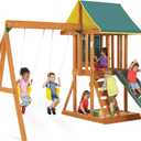 KidKraft Appleton Wooden Swing Set, 108"D x 123"W x 95"H