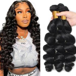 Loose Wave Bundles Human Hair Unprocessed Brazilian Virgin Remy Hair Extensions Loose Wave 3 Bundles 26 28 30 Inch Natural Color