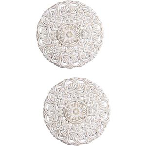 ARTIBETTER Wood Wall Decor 11.7 Inch Indoor Flower Pattern Wall Ornament Rustic Wood Hanging Art for Home Kitchen Living Room Decoration