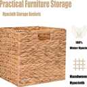 Wicker Storage Basket Foldable Hyacinth Storage Box Set of 2, 12x12x12 Inch - Handmade Woven Basket for Closet,Shelf Organization & Decor