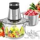 Electric food processor vegetable chopper 500W 2x8cup bowls 2 bi-layer 4 blades Small Food chopper Electric Meat grinder for home use,Mincing, and Puree for kitchen aid, baby foot, pet food by BUMET