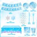 Teenyyou 148 Pcs Summer Snowflake Birthday Party Supplies Wonderland Snowflake Winter Party Decorations with Disposable Tablecloths Plates Cups Napkins Forks Spoons Banners for Summer, Plates: approx. 7 inches and 9 inches