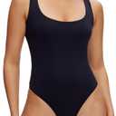 NANJI Sleeveless Bodysuit for Women - Slim Fit Scoop Neck Body Suit, Stretch Double Lined Tops, Casual Going Out Outfits (XXL, Black) (Black, XXL)
