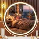 Hasipu Vanity Mirror with Lights, 23.6" LED Large Makeup Mirror, Lighted Makeup Mirror with Lights, Smart Touch Control 3 Colors Dimmable Round Mirror 360°Rotation White