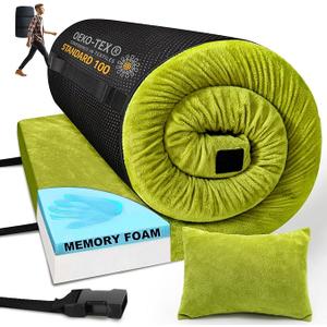 3 Inch Thick Memory Foam Sleeping Pad Camping Mattress,Portable Roll up Mattress-Car/Tent/Cot/Floor,Comfortable Sleeping Mats for Guests Kids Adult Sleepover, 72*24*3"