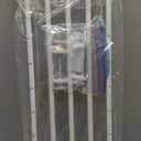 Malier Dog Gate with a Small Door, Extra Wide All Metal Short Dog Gate Pet Gate for Stairs, 10'' Tall Pressure Mount Easy Step Over Puppy Gate Low Gate for Doorways (White)