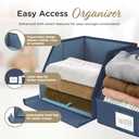 Trapezoid Storage Bins  12x12x10 Fabric Storage Baskets, Collapsible Easy-Access Organiser Boxes for Baby Clothes, Kids Room Organizer  Navy Blue, 3 Pack