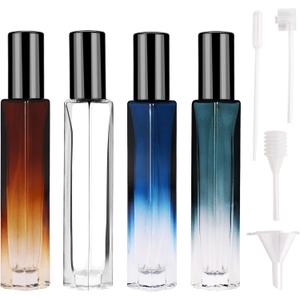 4-Pack Glass Perfume Spray Bottles - Refillable Travel Size Perfume Atomizer, Portable Leak-Proof Cologne Sprayer Kit with Funnel & Pipette for Toiletries Accessories
