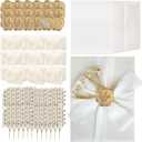 50 Sets Wedding invitations With Gold Wax Seal Stickers Folded 5X7 Vellum Jackets Card Birthday Thanks transparent Cards dried flower gauze Ribbons (White, 50Set)