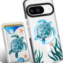 Toycamp for Pixel 9 Pro/Pixel 9 Case - Compatible with Magsafe Credit Card Holder Wallet Magnetic Cute Women Teen Girls Kawaii Girly Unique Sea Turtles Design Phone Cover for Google 9 Pro/Pixel 9