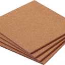 Juvale Cork Board Tiles - 12 x 12 in, 1/4 in Thick, 4-Pack Brown Square - Corkboard for Office & Bulletin Boards for Walls - Crafts, Coasters & Trivets