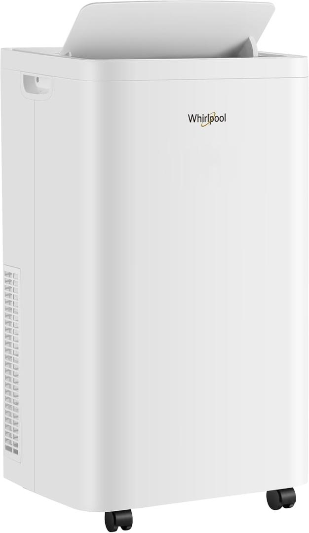 Whirlpool 14,000 BTU Portable Air Conditioner with Heater and Dehumidifier for Living Room, Apartment, or Bedroom, 115V, Portable AC for Rooms up to 700 Square Feet with Remote, 3 Speeds, Timer, White