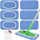 Reusable Mop Pads Compatible with Swiffer Sweeper Mop, Microfiber Dry Sweeping Cloths & Machine Washable Wet Pads Refill for Use on All Sealed Floors - Stone, Hardwood, Laminate & Tile (6 Blue)