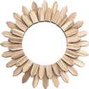 Sunburst Boho Mounted Mirror, Rustic Round Wood Mirror, Wooden Frame, 50cm, Living Room Mirror