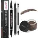 LAVONE Hair-Like Eyebrow Pen Makeup kit, Eyebrow Pencils for Women with Waterproof Microblading Eyebrow Pencil, Eyebrow Pomade, Eyeliner and Eyebrow Brush, Create Full, Natural Brows, Black Brown