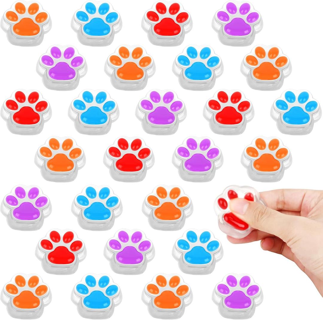3 x 28 Pcs Mini Squishy Cat Paw, Cute Fidget Toys Colorful Mochi Squeeze Stress Squishies for Kids Adults Anxiety Stress Relief, Classroom Prizes, Birthday Gifts Party Favors