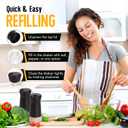 The Original Salt and Pepper Shakers set - Black -Spice Dispenser with Adjustable Pour Holes - Stainless Steel & Glass - Set of 2 Bottles