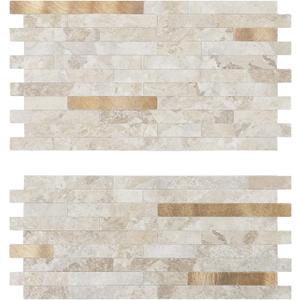 Midcard 20 Sheets Peel and Stick Backsplash PVC Wall Tile,for Kitchen Backsplash (Dark Beige With Copper)