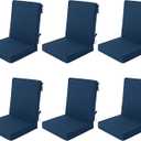 Outdoor Chair Cushions 20x20, Water-Resistant & Fade-Resistant, Patio Furniture Lawn Dining Chair Seat Replacement with High Back, Ties Zipper, Removable Cover, Set of 6, Navy Blue