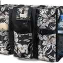 TOPDesign Utility Water Resistant Tote Bag with 13 Pockets, Top Zipper Closure & Thick Bottom Support, for Working Women (Medium, Morning Glory)