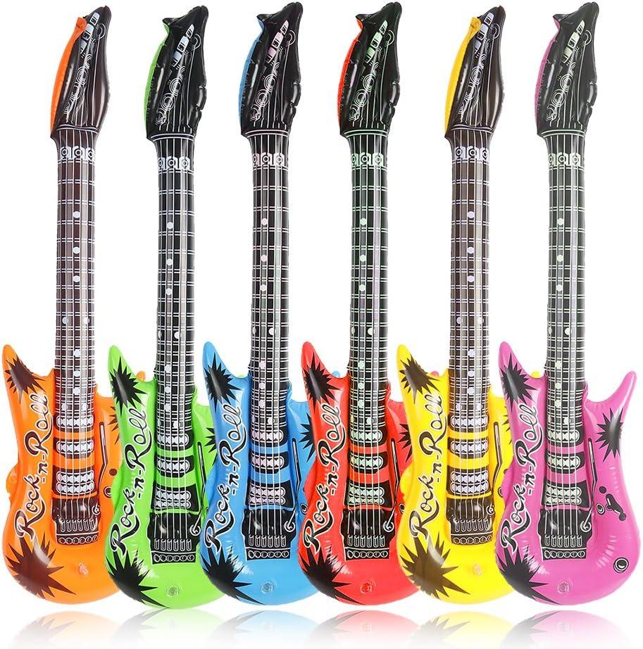 DECORA 35 Inch Rock Star Inflatable Guitar Assorted Color for Children Party Accessories Inflatable Toys Pack of 3