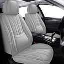 Foneso Car Seat Covers for Truck Chevy Chevrolet Silverado GMC Sierra Leather Protectors for Pickup 2007-2024 1500 2500HD 3500HD Trail Boss Z71 Crew Double Extended Cab (Grey (Model A), Full Set)