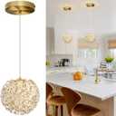 3-Light Gold Crystal Pendant Lights Modern Gold Ceiling Hanging Pendant Lamp Mini Crystal Chandelier for Kitchen Island Dinning Room Living Room Hallyway Porch Bedroom Lamp