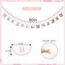 Pink Monthly Milestone Photo Banner - Baby Girl First Year Photo Banner, Pink 1st Birthday Party Decoration for Girl, Newborn to 12 Months Photo Garland, Girl Birthday Cake Smash Photo Props Backdrop