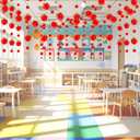 6 Pieces 3D Pencil Apple Banner for Back to School Decorations Pre-Strung First Day of School Hanging Garland Banner for Classroom Teacher Welcome Party Photo Props(Red,Apple)