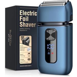 Brightup Foil Shaver Electric Razor & Shavers for Men with Trimmer[150 Min Runtime], IPX6 Waterproof Double Floating Blades for Shaving Face, Cordless/Type C Rechargeable/Travel Lock/LED Display