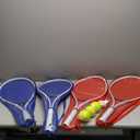 4 Pcs Tennis Rackets for Adult Recreational 4 Players 27" Tennis Racquet Lightweight Tennis Racket with 3 Tennis Balls for Training Beginners with Overgrips Carry Bag (mainly red and blue)