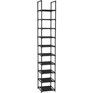FIDUCIAL HOME 10 Tiers Shoe Rack Space Saving Vertical Single Pairs Sturdy Shoe Shelf Storage Organizer