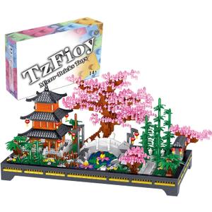 Japanese Zen Garden Micro Brick Building Set (2805 Pieces)  Tranquil Garden Model Educational Toy Gift for Kids and Adults