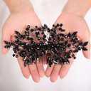 Jumwrit Handmade Bridal Rhinestone and Beaded Hair Comb Headpiece and Wedding Accessory for Women and Girls (Black)