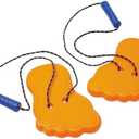 Fun Express 8 3/4" Bright Orange Giant Plastic Feet Stilts with Cording - 4 Pieces