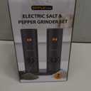 SIMPLETASTE Electric Salt and Pepper Grinder Set with LED Light, Automatic Pepper Mill Shakers with Adjustable Coarseness, One Hand Operation for Kitchen, Dining, Gifting, Space Gray, Battery Operated