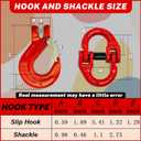 HENBOW 3/8" Clevis Slip Hook and Chain Connector Link,G80 Tow Trailer Safety Hook and Hammerlock Coupling Link,6900Lbs Working Load Limit for Lifting&TowingRed(2 Hooks and 2 Connector Link)