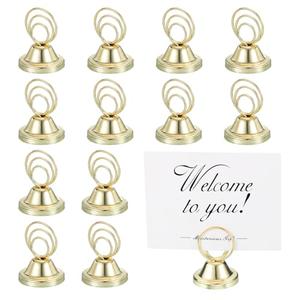PATIKIL 12 Pack 1.57 Inch Table Number Holders, Weighted Base Place Card Holders Picture Stand Photo Sign Clips for Wedding Reception Restaurants, Gold