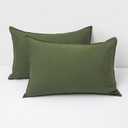 CHUFFED Linen Pillowcases 2 Pack 100% Linen Standard Pillow Cases, Breathable and Cooling Washed Pillowshams with Zipper Closure, 20x26 Inches,Mossy Green