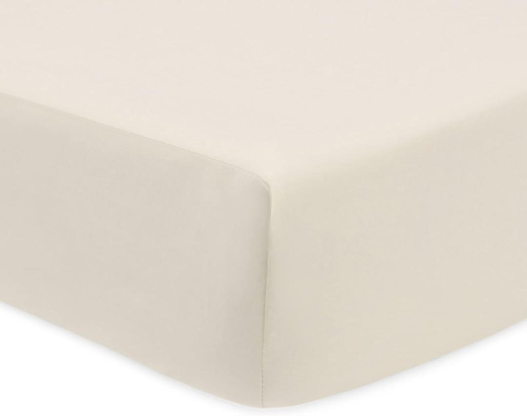 American Baby Company 100% Natural Cotton Percale Fitted Crib Sheet for Standard Crib and Toddler Mattresses, Cream, Soft Breathable, for Boys and Girls, Cream