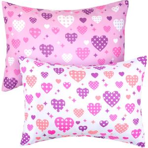UOMNY Toddler Pillowcases for Girls - Love and Heart Baby Pillow Case 2 Pack - Small Covers for Travel (13X18, 12x16, 14x19)