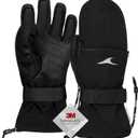 Achiou Ski Gloves,Winter Cold Weather Gloves for Men Women,Waterproof Touchscreen Snow Mittens (Medium, Black)