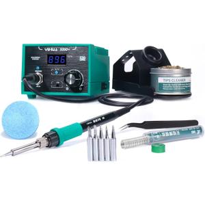 YIHUA 939D+ Digital Soldering Station, 75W Equivalent with Precision Heat Control (392F to 896F) and Built-in Transformer. ESD Safe, Lead Free with C/F display (Green) YIHUA 939D+ Digital Soldering Station, 75W Equivalent with Precision Heat Control (392F to 896F) and Built-in Transformer. ESD Safe, Lead Free with C/F display (Green)