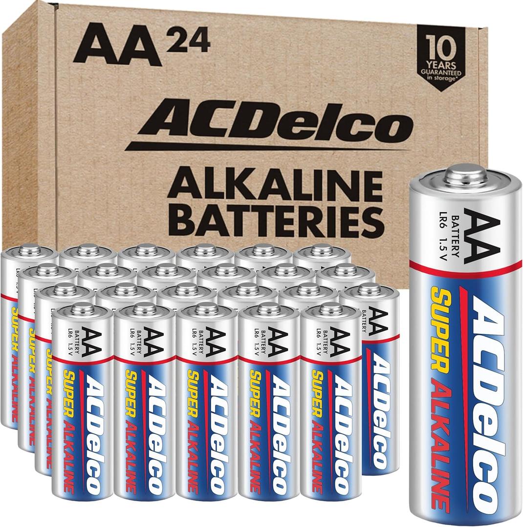 ACDelco 24-Count Double AA Batteries, Maximum Power Super Alkaline Battery for Home and Office, 10-Year Shelf Life, Reclosable Packaging