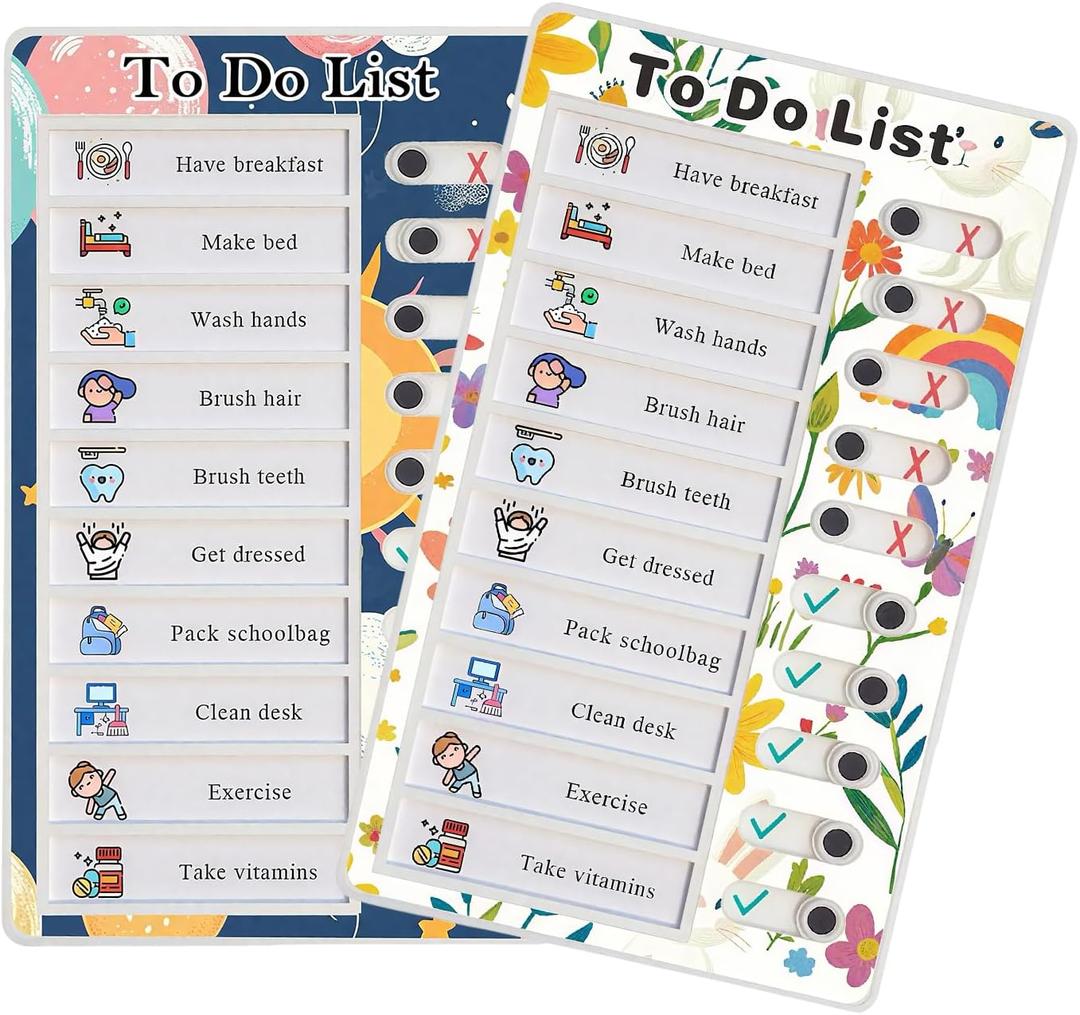 Chore Chart for Kids Multiple Kids, 2pcs to Do List Checklist Board (Flower+Balloon)
