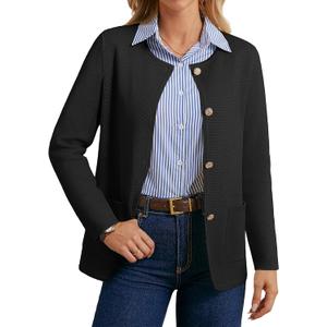 GRACE KARIN Sweater Blazers for Women 2025 Casual Button up Cardigan Sweater Open Front Knit Blazer Jacket with Pockets