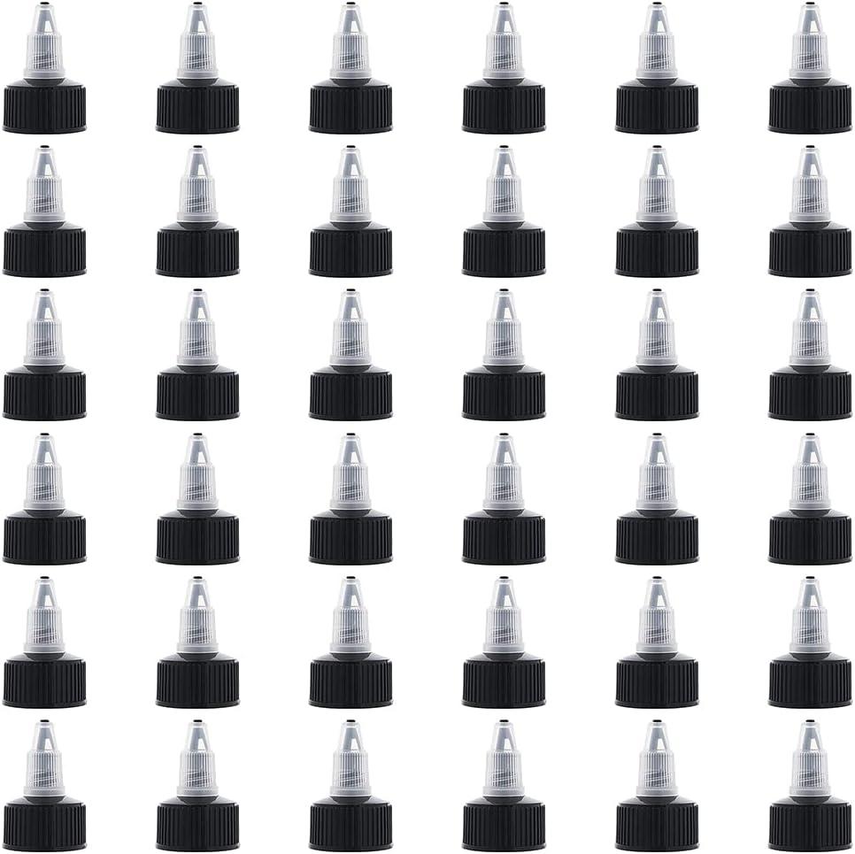 OLYCRAFT 36pcs Squeeze Bottle Cap 24/410 Natural Twist Top Caps Black Replacement Caps Twist Top Cap Bottle Dispensing Lid Bottles Lid Replacement Caps for Squeeze Glue Bottles Dispensing Lids